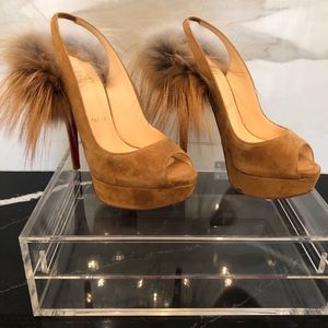 RARE Christian Louboutin Lady Fur Slingbacks 38